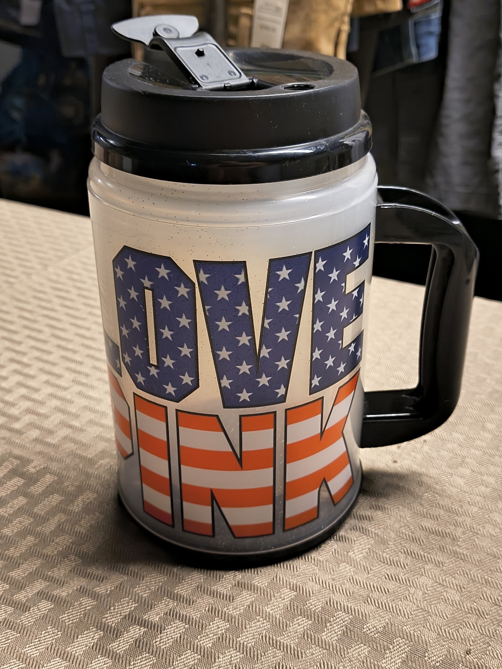 PINK Victoria's Secret Insulated Travel Led Light Mug - Red,White,Blue
